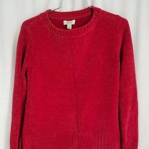 Style and Co Crew Neck Red Velvet eibbed sleeves and edges with seam Size PP